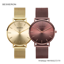 36mm coffee gold case ladies watches waterproof 3ATM women wrist watches